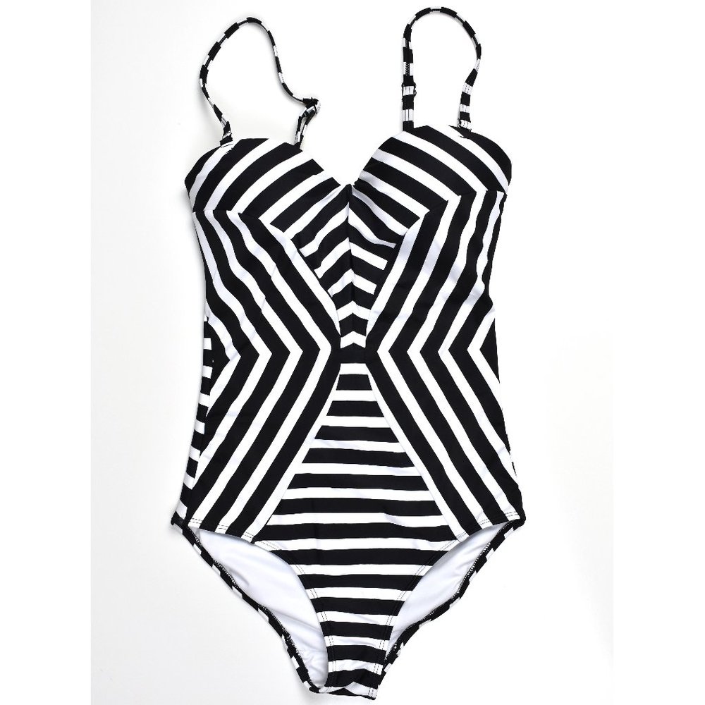 Venus Stripe Underwire Bandeau One-Piece Swimsuit 4